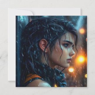 Teen in the Rain Holiday Card