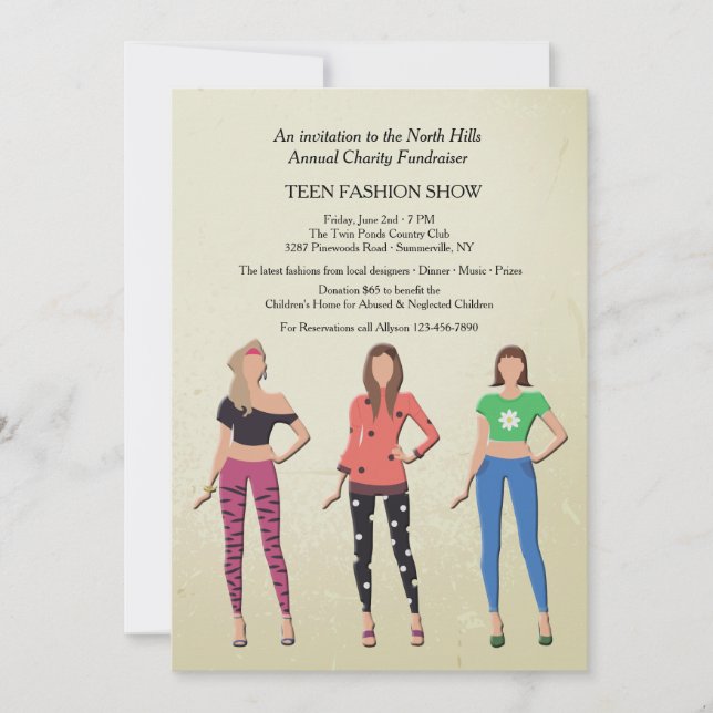 Teen Models Fashion Show Invitation (Front)