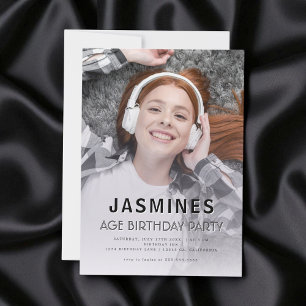 Teen modern photo  birthday party invitation