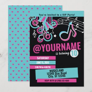Teen Music Star Birthday Invitation