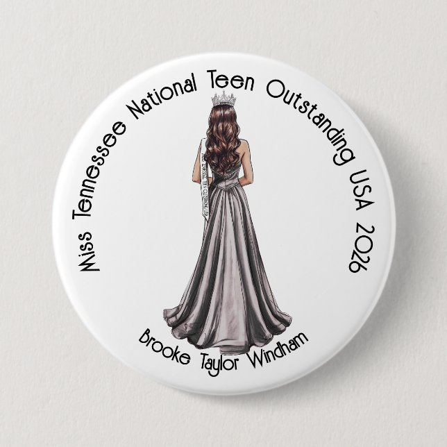 Teen Pageant Button - Contestant Support Pin (Front)