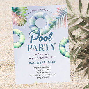 Teen Pool Party Birthday Invitation