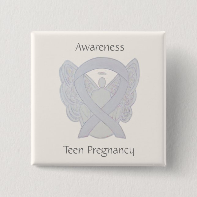 Teen Pregnancy Awareness White Ribbon Angel Pin (Front)