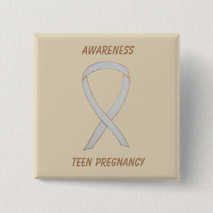 Teen Pregnancy Awareness White Ribbon Custom Pin