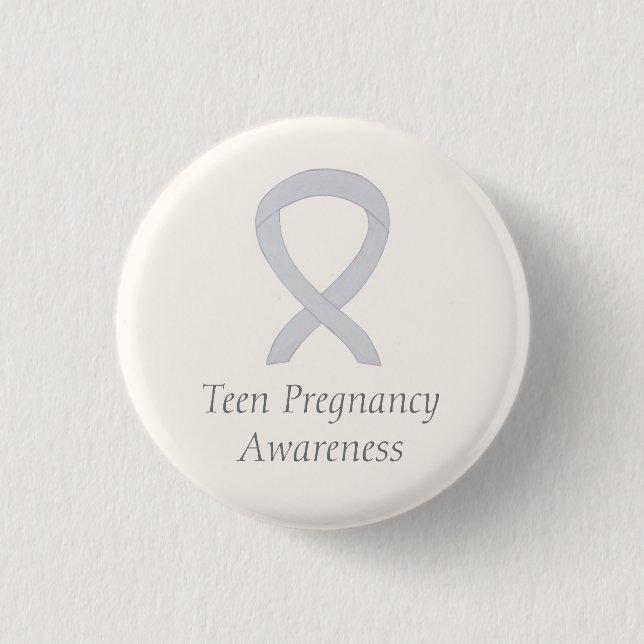 Teen Pregnancy Awareness White Ribbon Custom Pin (Front)
