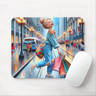 Teen Shopping In The Big City Mouse Pad