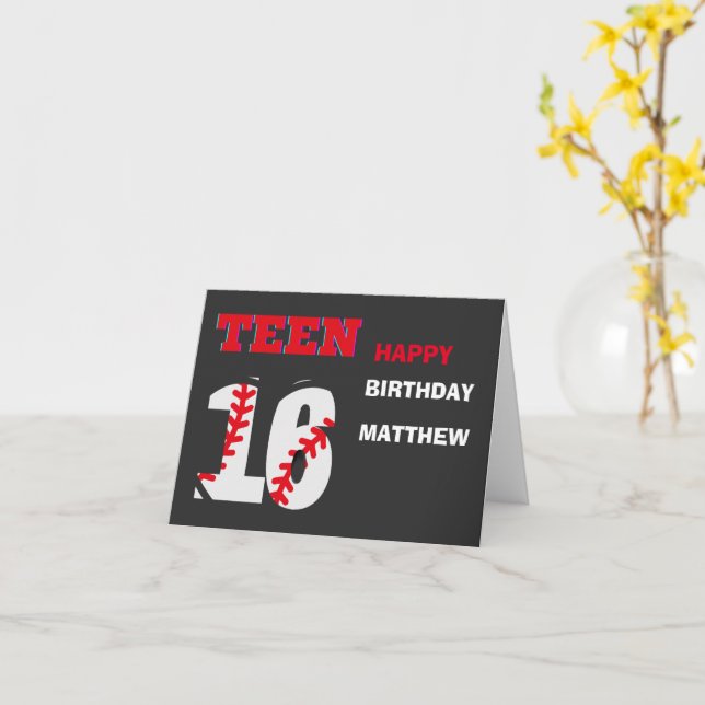 Teen sports baseball birthday   card (Yellow Flower)