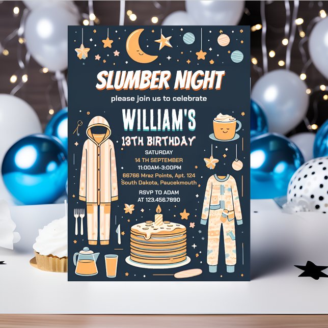 teen stars Sleepover Slumber Party 13th birthday Invitation (Creator Uploaded)