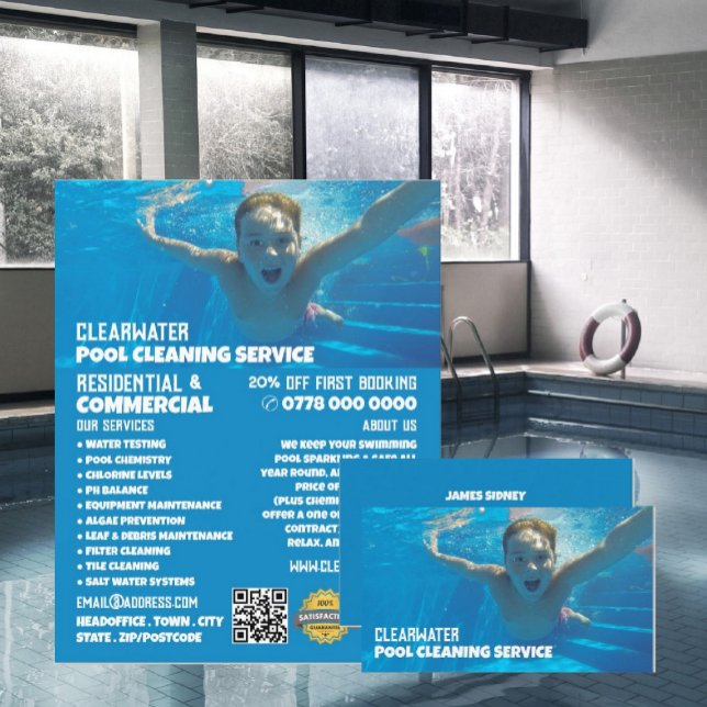 Teen Swimmer Portrait, Swimming Pool Cleaning Flyer (Creator Uploaded)