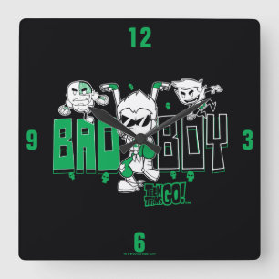 Teen Titans Go!   "Bad Boy" Robin, Cyborg, & BB Square Wall Clock