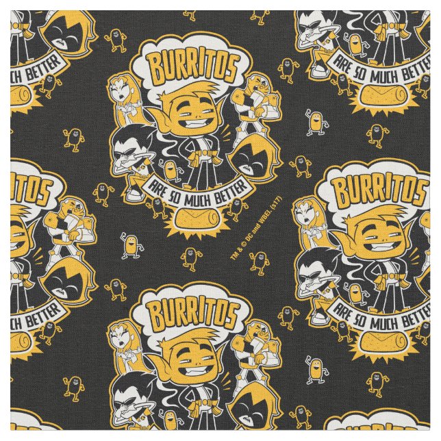 Teen Titans Go! | Beast Boy "Burritos Are Better" Fabric (Close Up)