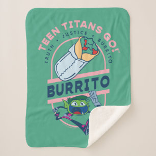 Teen Titans Go! Beast Boy "Truth Justice Burrito" Sherpa Blanket