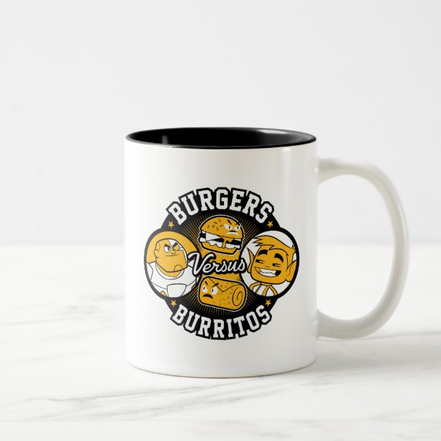 Teen Titans Go! | Burgers Versus Burritos Two-Tone Coffee Mug (Right)