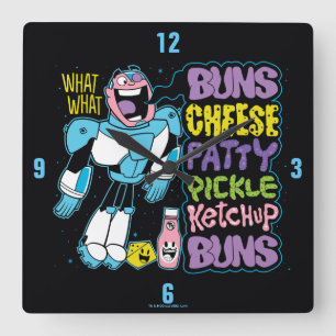 Teen Titans Go!   Cyborg Burger Rap Square Wall Clock