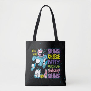 Teen Titans Go!   Cyborg Burger Rap Tote Bag