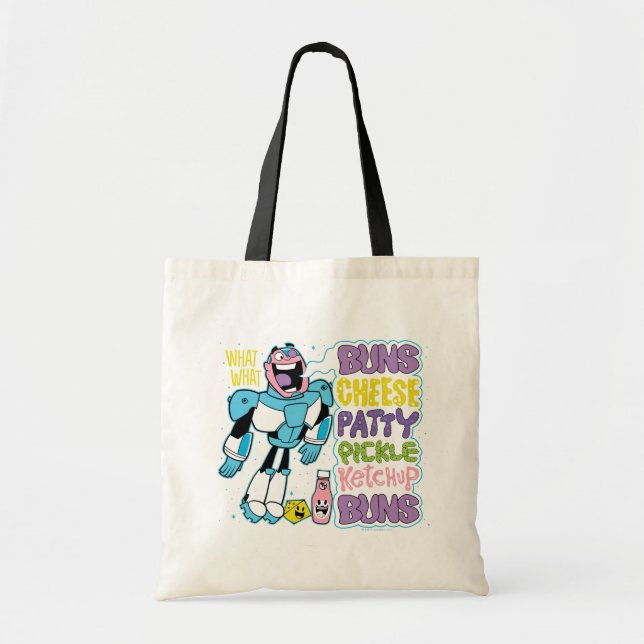Teen Titans Go! | Cyborg Burger Rap Tote Bag (Front)