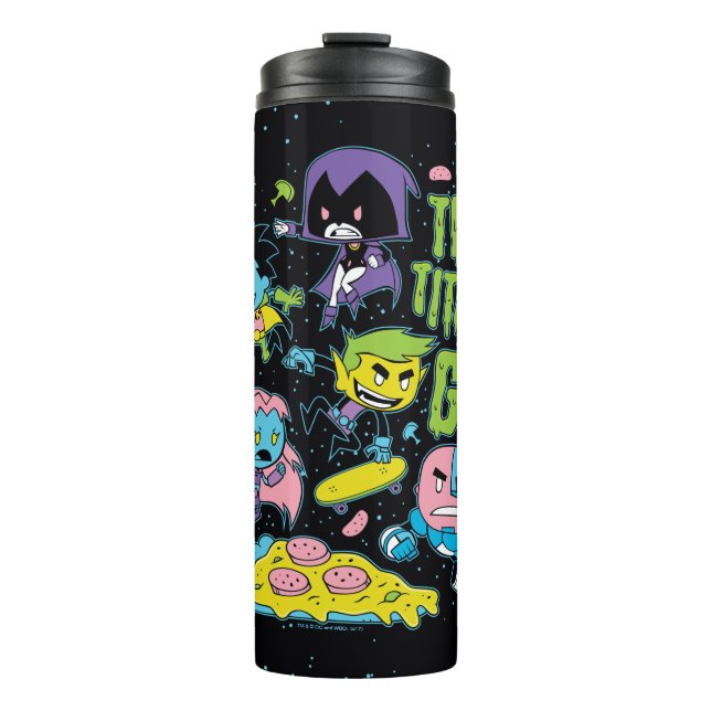 Teen Titans Go! | Gnarly 90's Pizza Graphic Thermal Tumbler (Front)