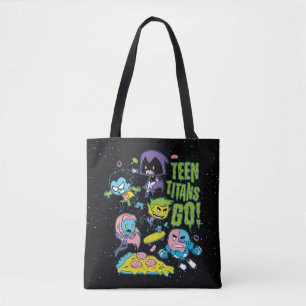 Teen Titans Go!   Gnarly 90's Pizza Graphic Tote Bag
