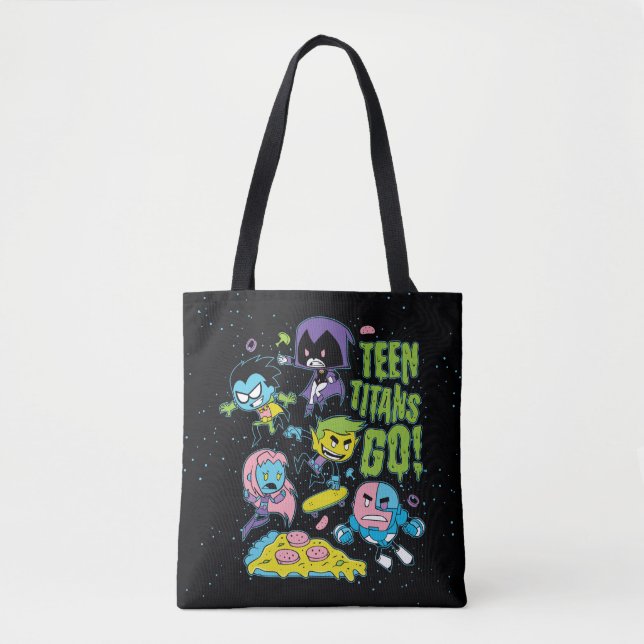 Teen Titans Go! | Gnarly 90's Pizza Graphic Tote Bag (Front)