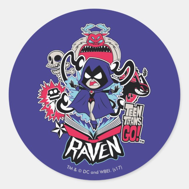 Teen Titans Go! | Raven Demonic Powers Graphic Classic Round Sticker (Front)