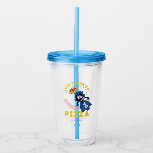 Teen Titans Go! Raven "Truth Justice Pizza" Acrylic Tumbler (Front)