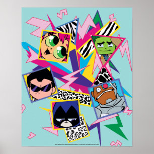 Teen Titans Go!   Retro 90's Group Collage Poster