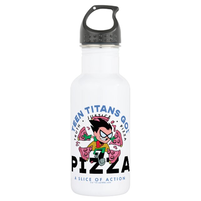 Teen Titans Go! Robin "Truth Justice Pizza" 532 Ml Water Bottle (Front)
