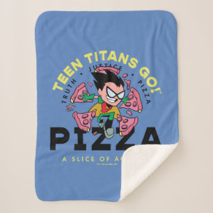Teen Titans Go! Robin "Truth Justice Pizza" Sherpa Blanket