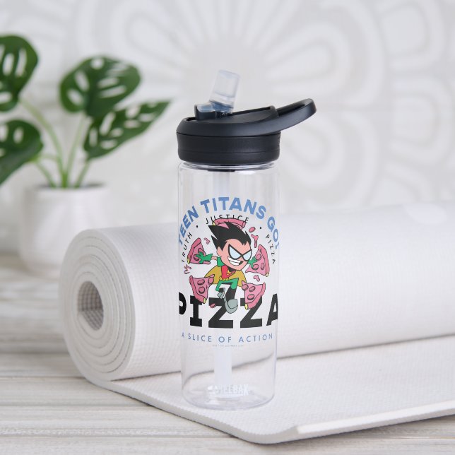Teen Titans Go! Robin "Truth Justice Pizza" Water Bottle (Yoga)