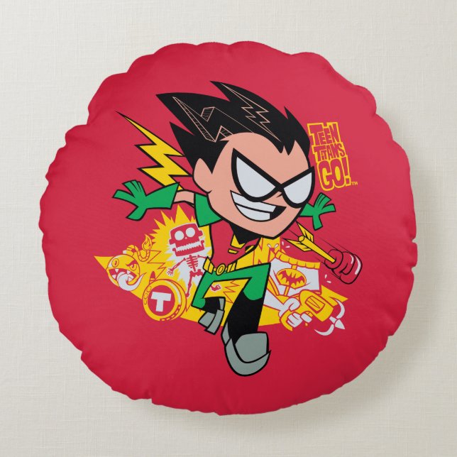 Teen Titans Go! | Robin's Arsenal Graphic Round Cushion (Front)
