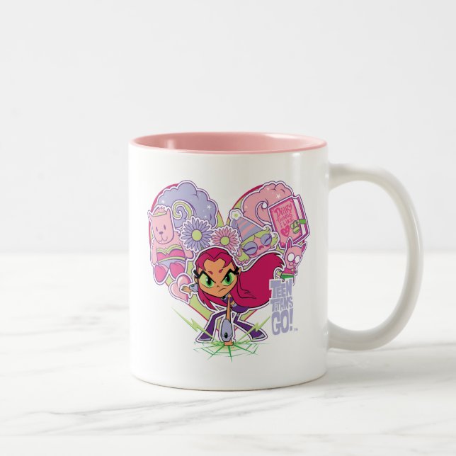 Teen Titans Go! | Starfire's Heart Punch Graphic Two-Tone Coffee Mug (Right)