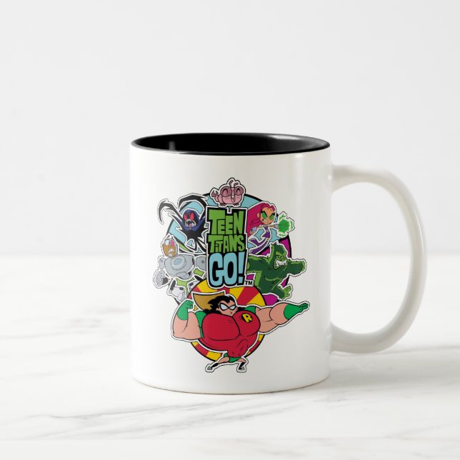 Teen Titans Go! | Team Group Graphic Two-Tone Coffee Mug (Right)