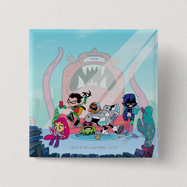 Teen Titans Go! | Tentacled Monster Approaches 15 Cm Square Badge (Front)