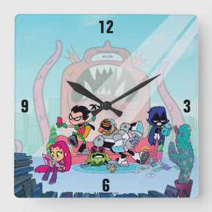 Teen Titans Go!   Tentacled Monster Approaches Square Wall Clock
