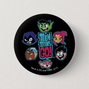 Teen Titans Go!   Titans Head Pattern 6 Cm Round Badge
