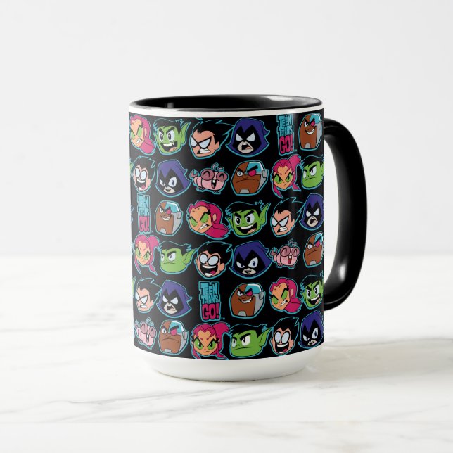 Teen Titans Go! | Titans Head Pattern Mug (Front Right)