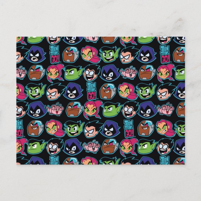 Teen Titans Go! | Titans Head Pattern Postcard (Front)