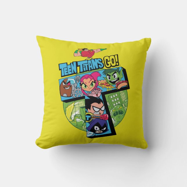 Teen Titans Go! | Titans Tower Collage Cushion (Front)