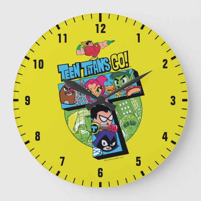 Teen Titans Go! | Titans Tower Collage Large Clock (Front)