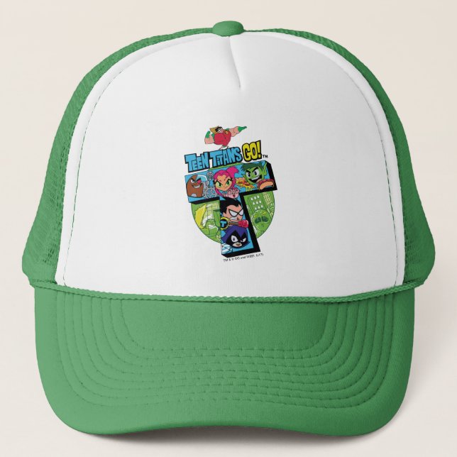 Teen Titans Go! | Titans Tower Collage Trucker Hat (Front)