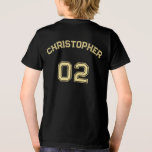 Teen Toddler Boy Girl Name Jersey Number Sports Tri-Blend Shirt<br><div class="desc">Create your own custom, personalised, cool, unisex sizing, modern, stylish faux gold typography / font / script, monogrammed player name jersey number classy black, pre-shrunk 100% ComfortSoft® soft cotton t-shirt tee shirt. Simply type in your name / kids name / player name and player jersey number, to customise. Makes a...</div>