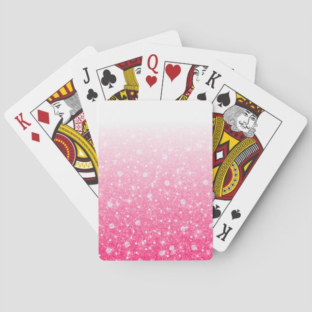 Teen Tween Girls Sparkly Pink Glitter Ombre Playing Cards (Back)