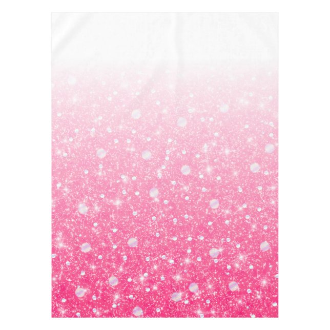 Teen Tween Girls Sparkly Pink Glitter Ombre Tablecloth (Front)