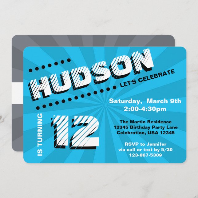 Teen/Tween Graffiti Wall Birthday Boy Party Invitation (Front/Back)