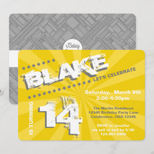 Teen/Tween Graffiti Wall Birthday Boy Party Invitation