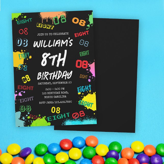 Teen Tween Young Boy Boy Age Number Birthday Party Invitation (Teen Tween Young Boy Boy Age Number Birthday Party Invitation)