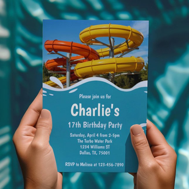 Teen Water Park Summer Birthday Party Invitation (Creator Uploaded)