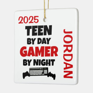 Teena Loves Playing Video Games Ceramic Ornament