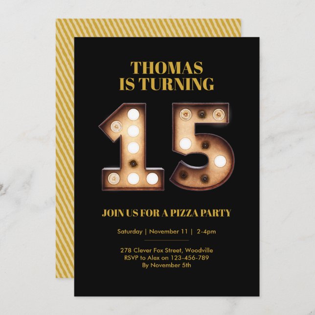 Teenage 15th birthday invitation (Front/Back)