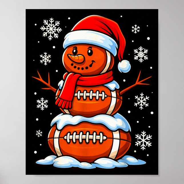 Teenage Boys Christmas Pajamas, American Football  Poster (Front)